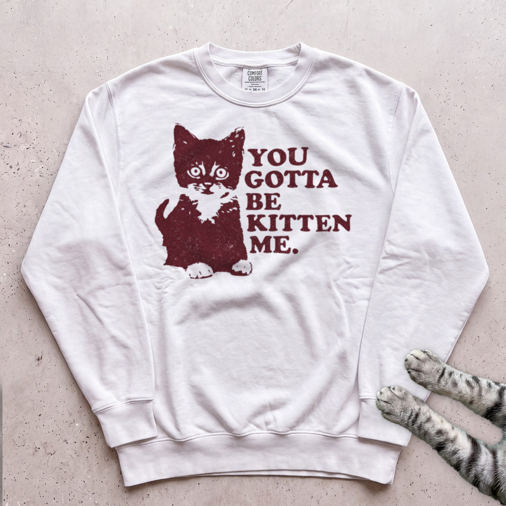You Gotta Be Kitten Me Cat Sweatshirt - White