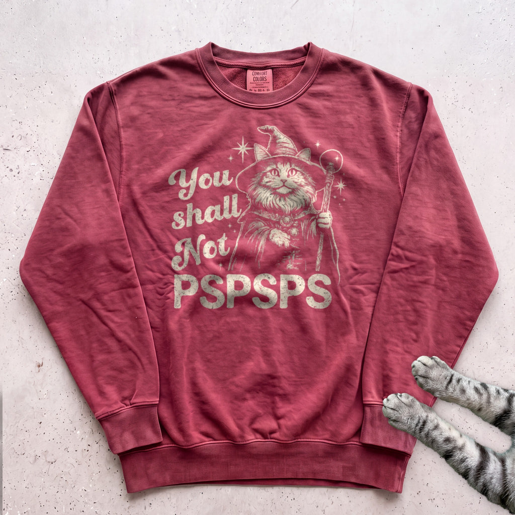 You Shall Not PSPSPS Cat Wizard Sweatshirt - Crimson