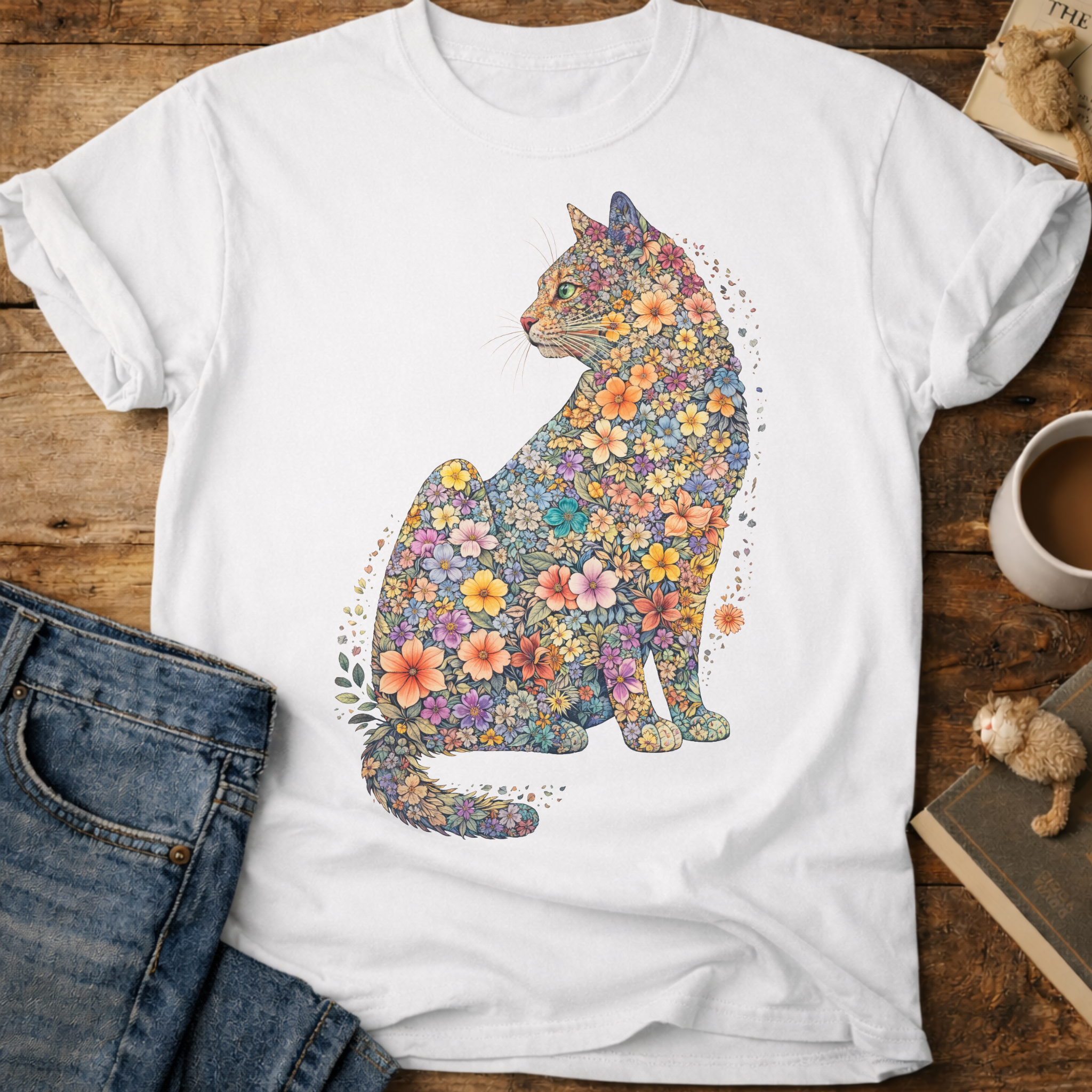 Floral Cat T-Shirt