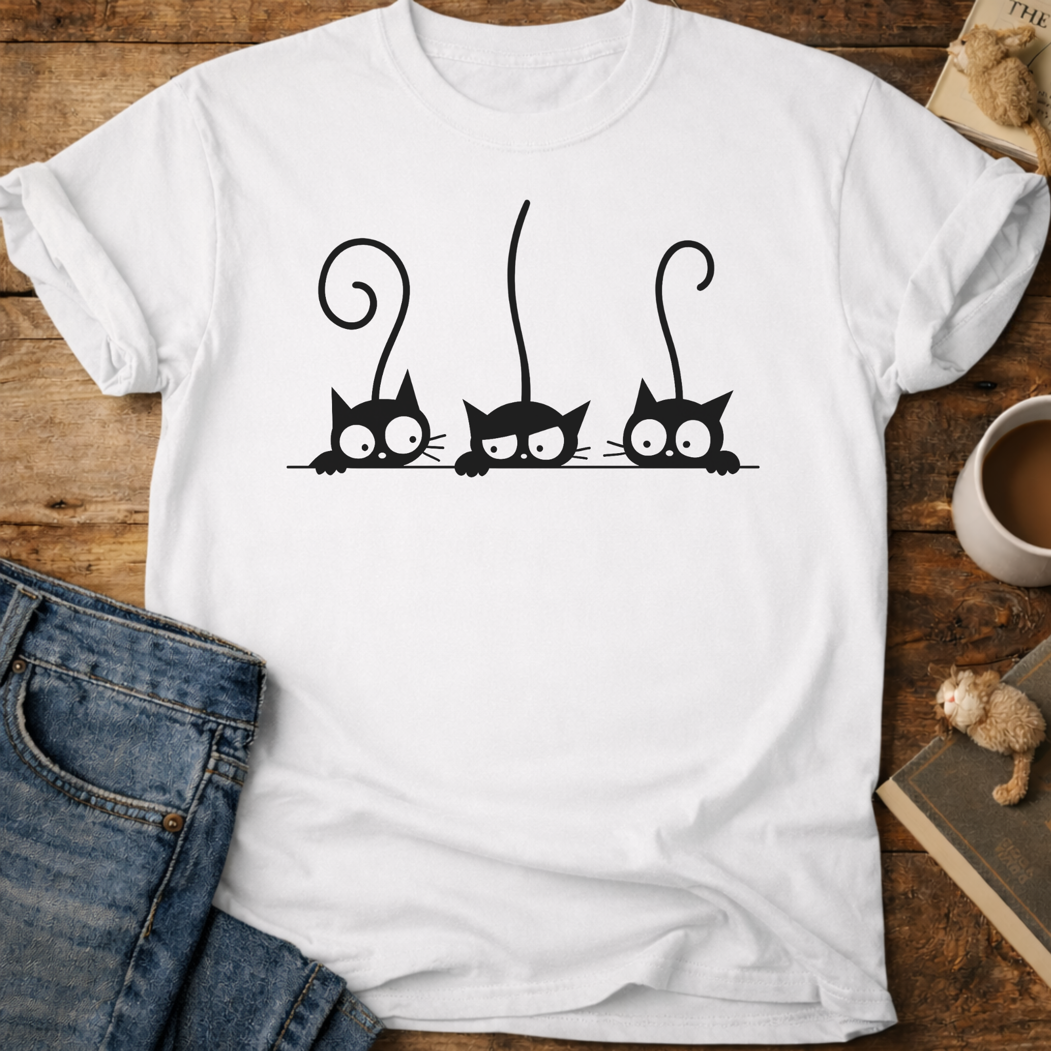 Cute Black Cat Lineup T-Shirt