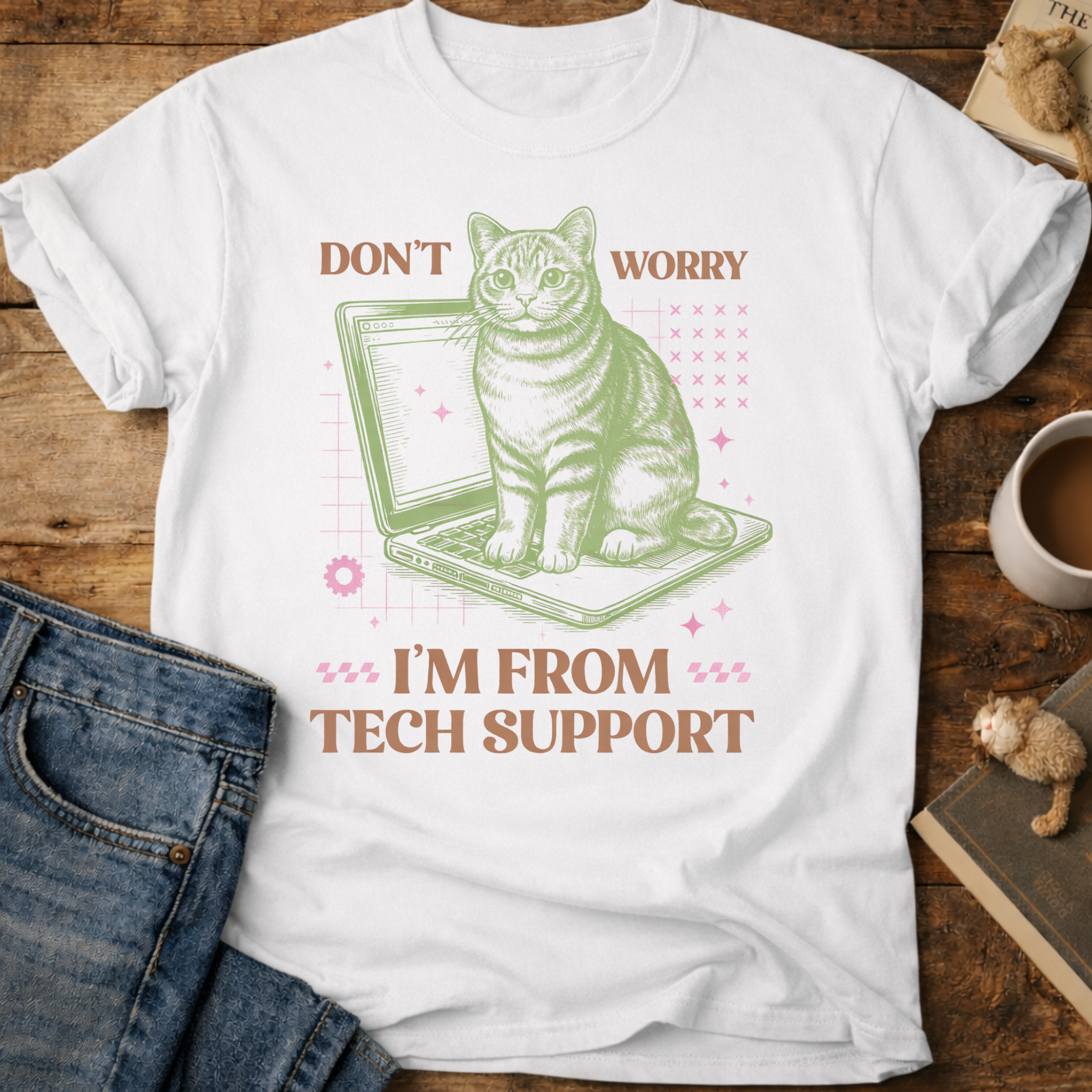 Tech Support Cat T-Shirt