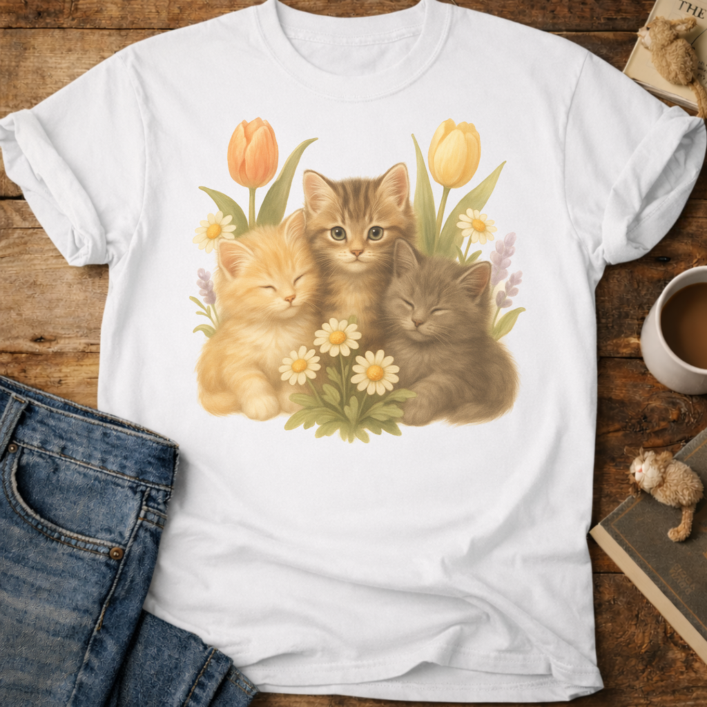 Cute Floral Kitten T-Shirt