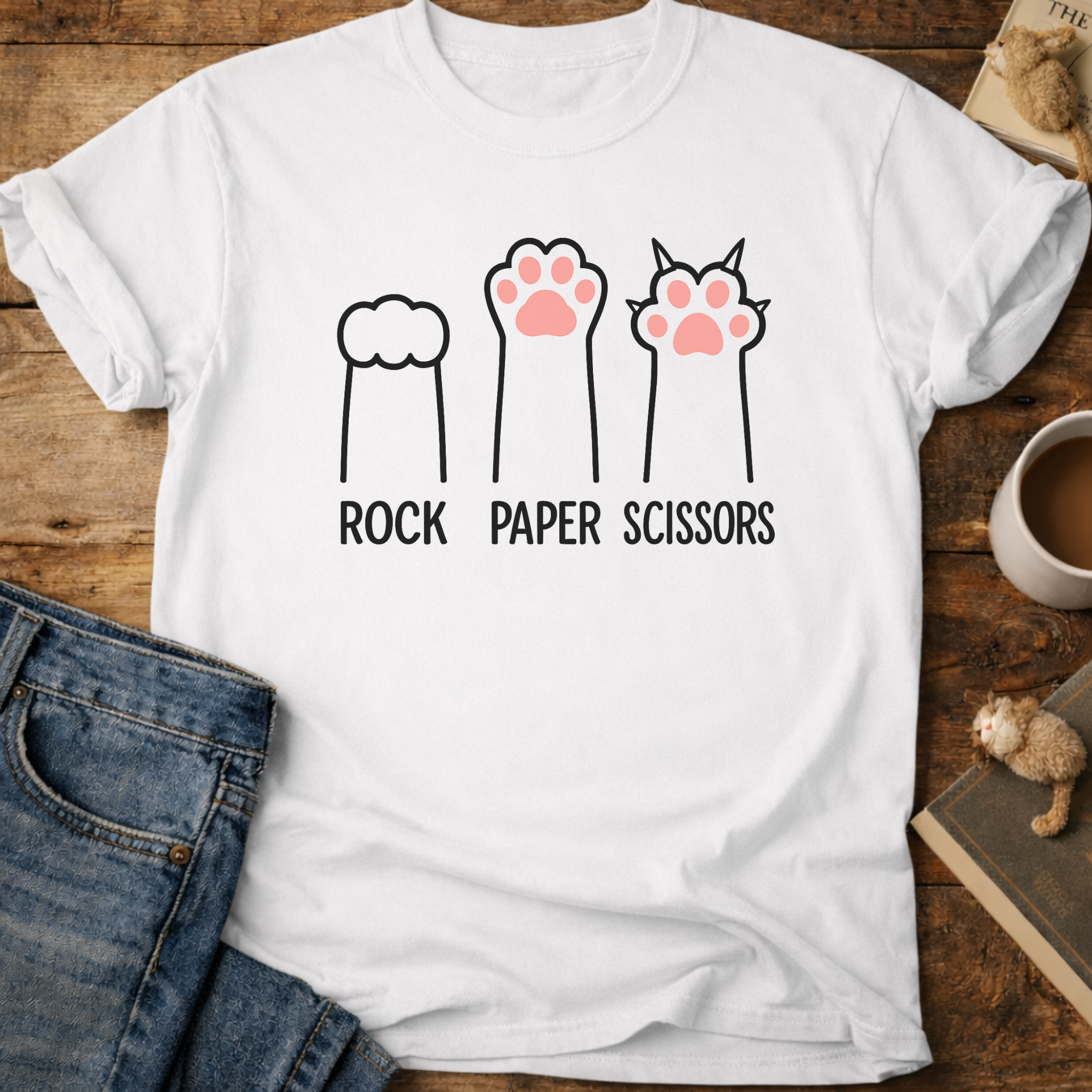 Cat Paw Rock Paper Scissors T-Shirt
